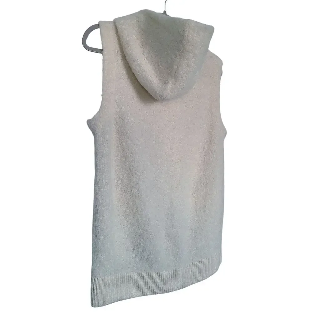 C.T Plage Alpaca Blend Full Zip Hooded Vest Ivory/Cream Size 38 US Small